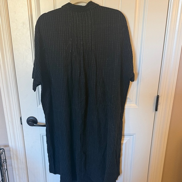 We The Free Black Pinstriped button down Shirt Dress - Picture 9 of 12